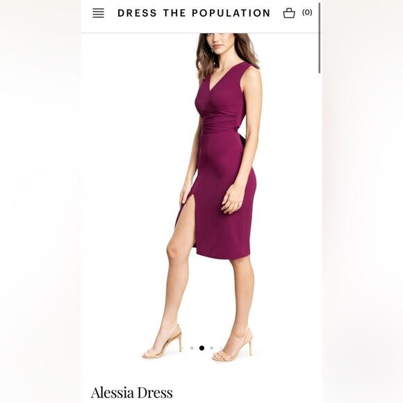 ✨NWT✨ Dress the Population Alessia Dress - Size XXS Maroon (size 0-2) - Picture 3 of 10